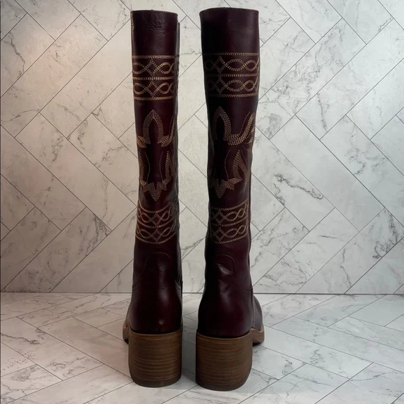 NWT Dingo Womens Avalon Burgundy Leather Embroidered Round Toe Boots Size 11M - Picture 4 of 8